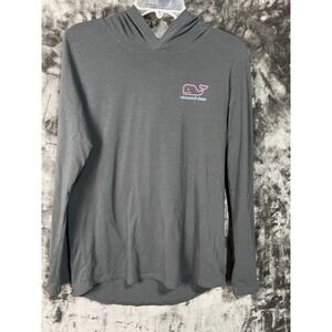 Vineyard Vines Hooded Long Sleeve Tee Small Black Stretch Whale